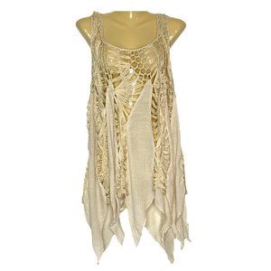 Zenobia Women's Tunic Crocheted Swim Coverup Handkerchief Hem  Size XXL